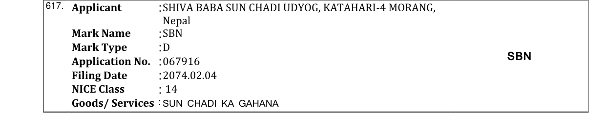 Original bulletin entry for SBN