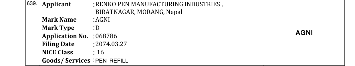 Original bulletin entry for AGNI