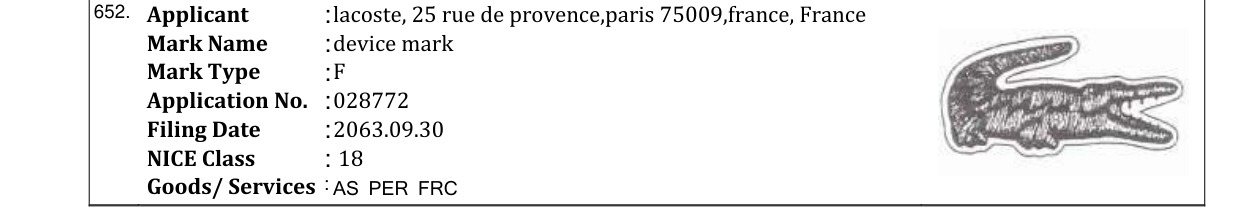 Original bulletin entry for device mark