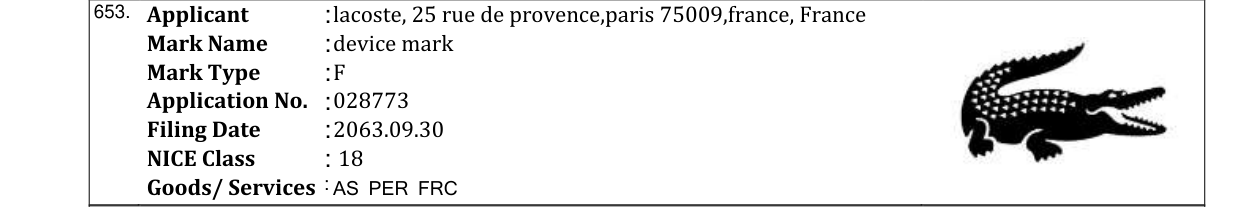 Original bulletin entry for device mark