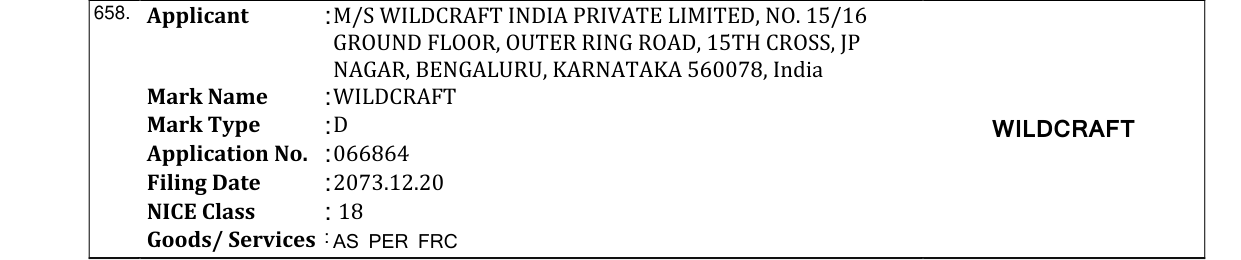 Original bulletin entry for WILDCRAFT
