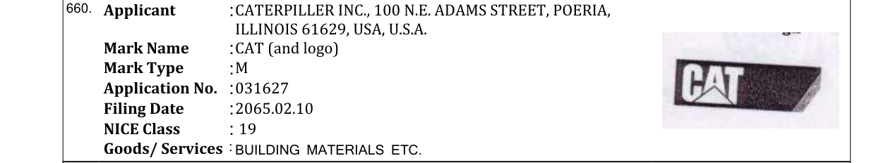 Original bulletin entry for CAT (and logo)