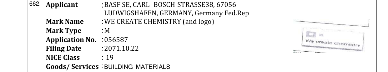 Original bulletin entry for WE CREATE CHEMISTRY (and logo)