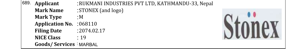 Original bulletin entry for STONEX (and logo)