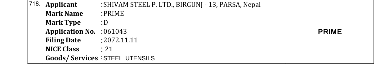 Original bulletin entry for PRIME