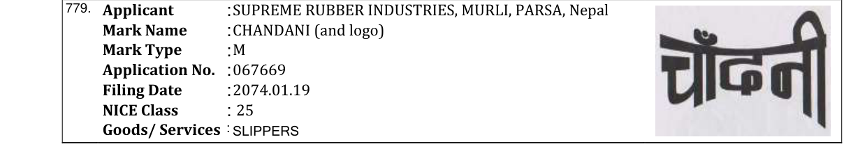 Original bulletin entry for CHANDANI (and logo)