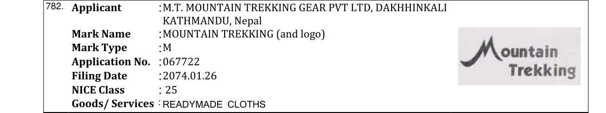 Original bulletin entry for MOUNTAIN TREKKING (and logo)