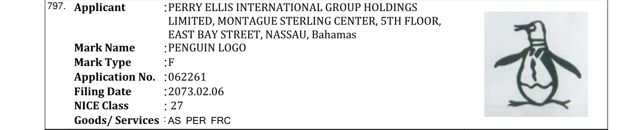 Original bulletin entry for PENGUIN LOGO