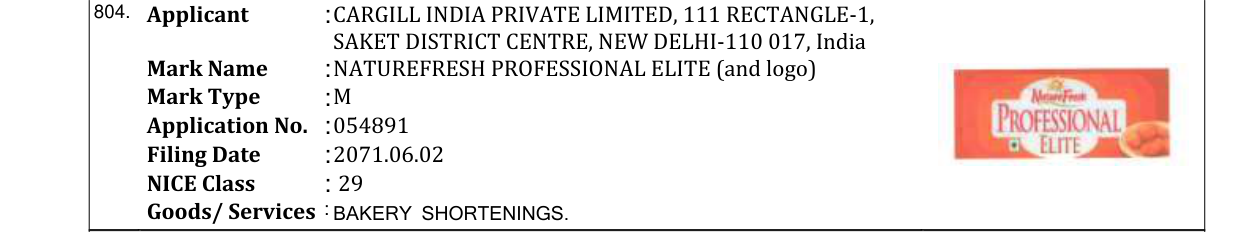 Original bulletin entry for NATUREFRESH PROFESSIONAL ELITE (and logo)