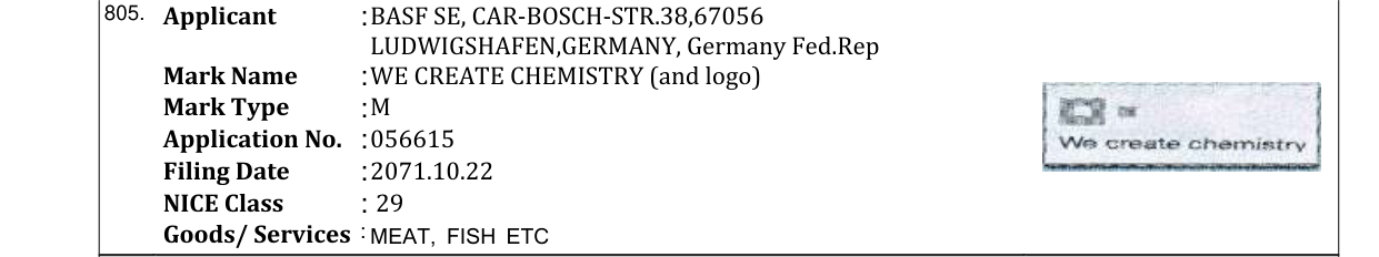 Original bulletin entry for WE CREATE CHEMISTRY (and logo)