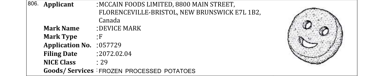 Original bulletin entry for DEVICE MARK