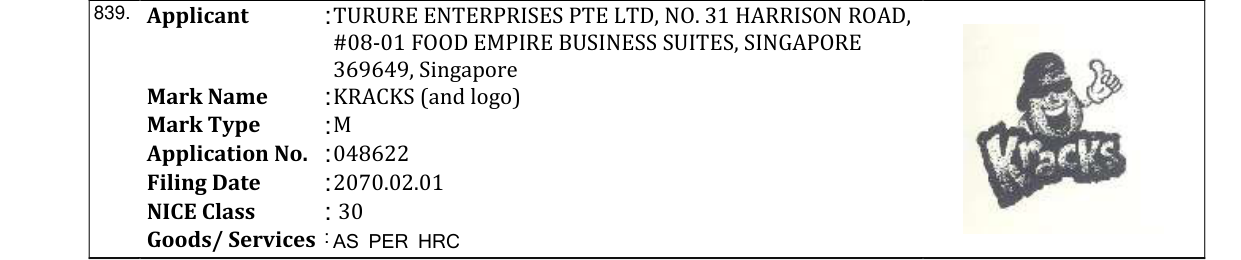 Original bulletin entry for KRACKS (and logo)