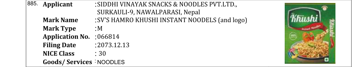 Original bulletin entry for S.FOOD KRISHNA (and logo)