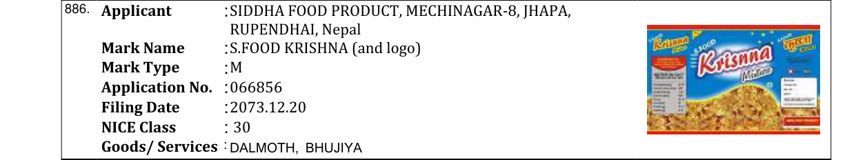 Original bulletin entry for MAHALAXMI BRAN (and logo)