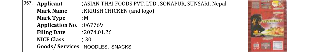 Original bulletin entry for DAUTARI CHICKEN (and logo)