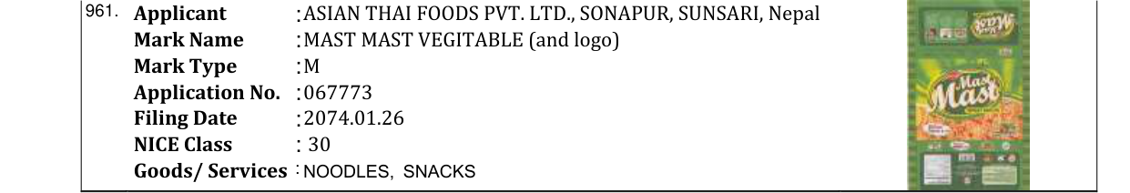 Original bulletin entry for MEAL PACK CHICKEN