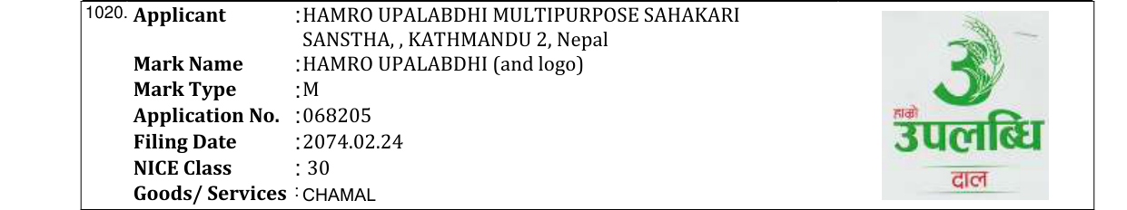 Original bulletin entry for 123 HAMRO RAMRO (and logo)