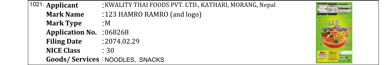 Original bulletin entry for 123 TIMRO MERO (and logo)