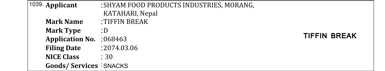 Original bulletin entry for PRAN MILK CANDY (and logo)