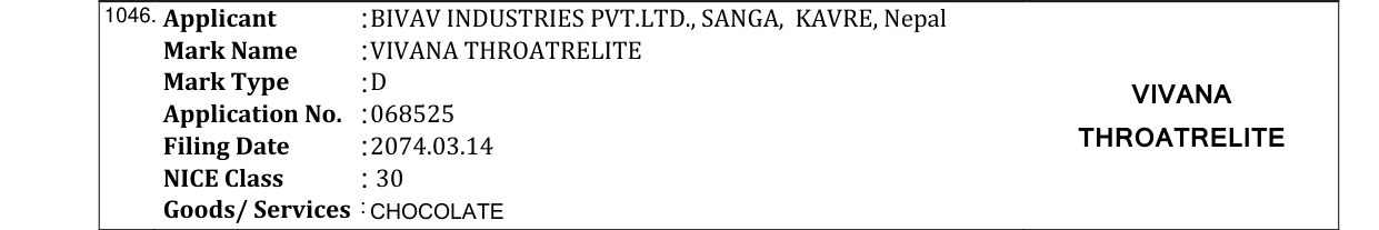 Original bulletin entry for VIVANA THROATSIL