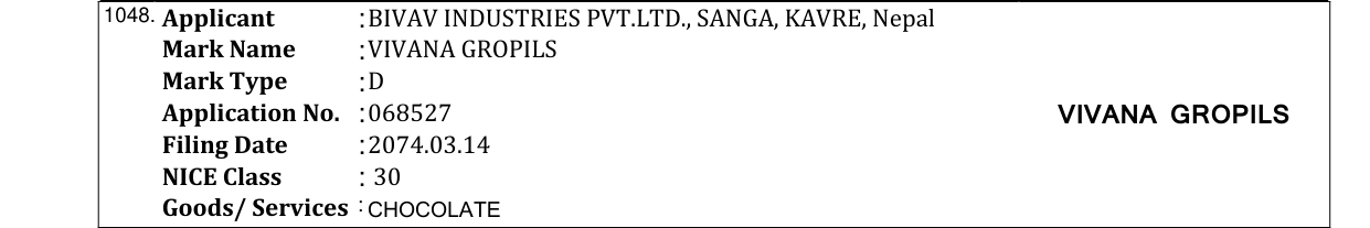 Original bulletin entry for VIVANA ANTICOUGH