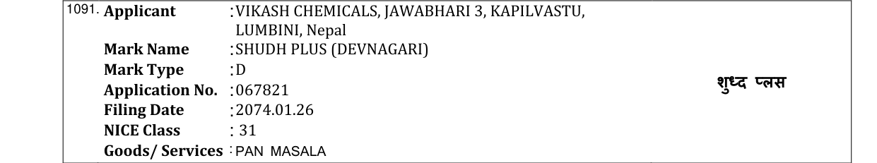 Original bulletin entry for SHUDH PLUS