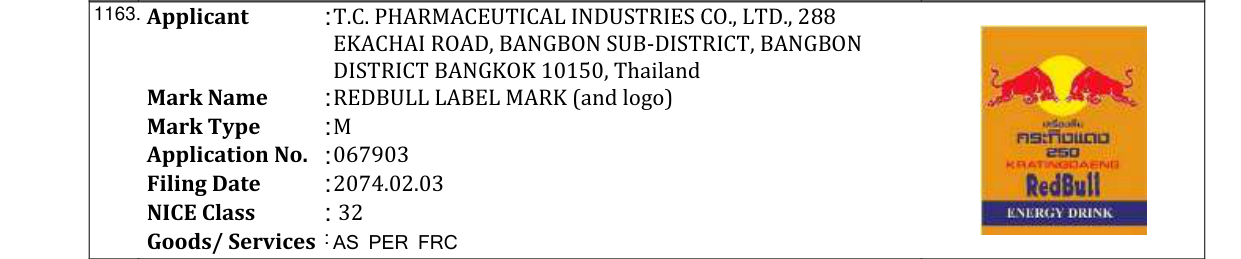 Original bulletin entry for KRATINGDAENG IN THAI CHARATERS (and logo)
