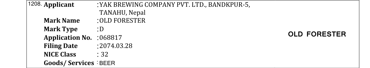 Original bulletin entry for AQUA DEDILA (and logo)