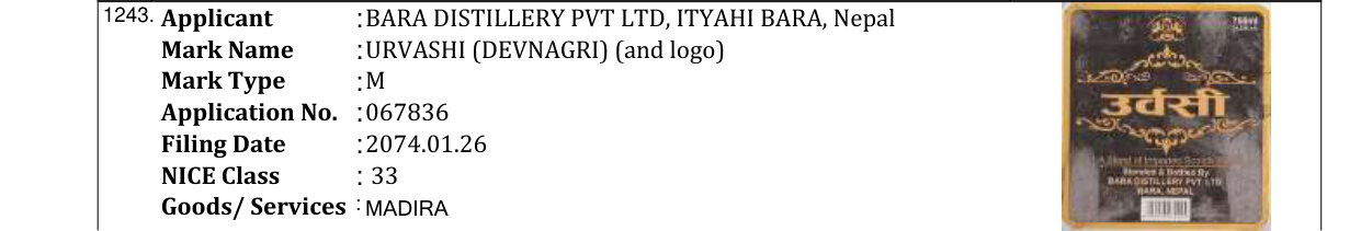 Original bulletin entry for SANU SPECIAL ( DEVNAGRI) APPLE FLAVOUR (and logo)