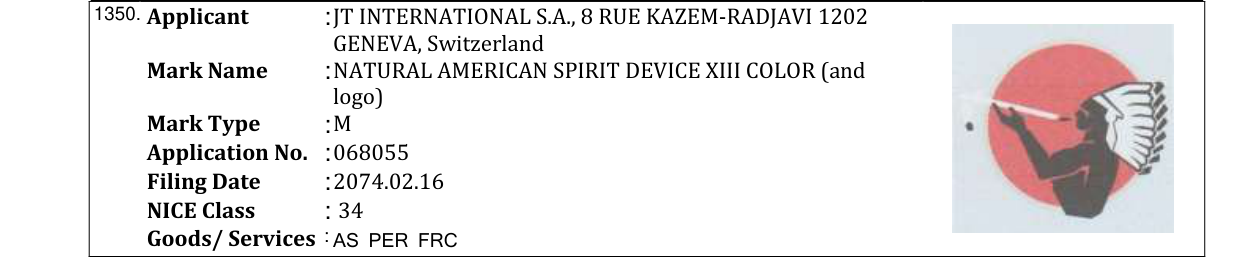 Original bulletin entry for NATURAL AMERICAN SPIRIT