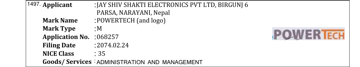 Original bulletin entry for G SEWA (and logo)