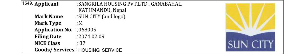 Original bulletin entry for SHANGRILA HOUSING PVT.LTD. (and logo)