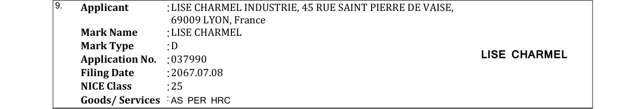 Original bulletin entry for LISE CHARMEL