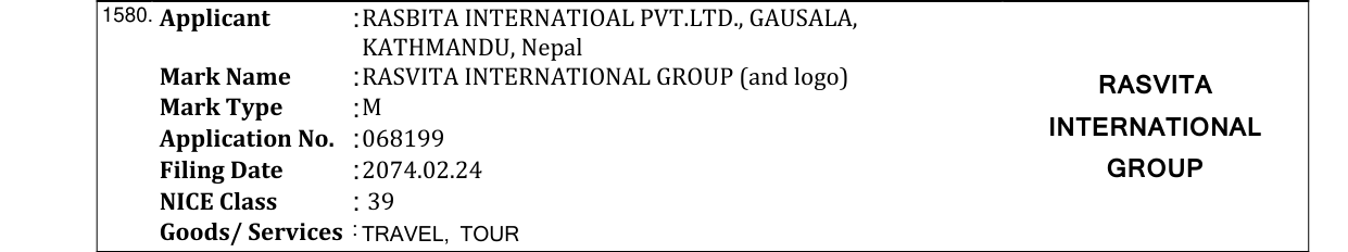 Original bulletin entry for EVEREST TRAVEL (and logo)