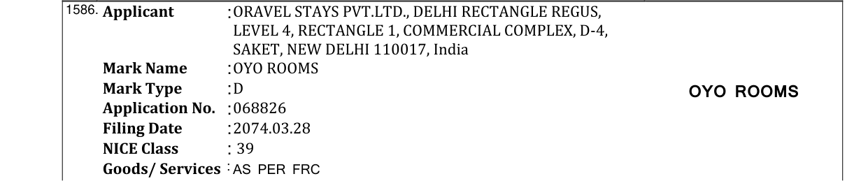 Original bulletin entry for OYO TOWNHOUSE (and logo)