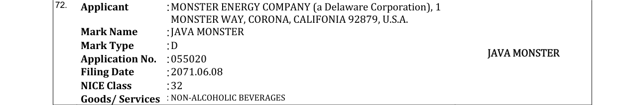 Original bulletin entry for JAVA MONSTER