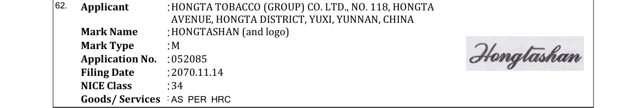 Original bulletin entry for HONGTASHAN (and logo)