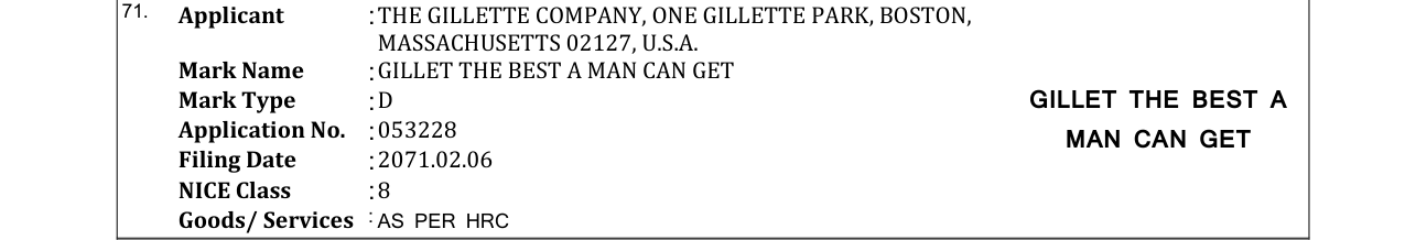 Original bulletin entry for GILLET THE BEST A MAN CAN GET