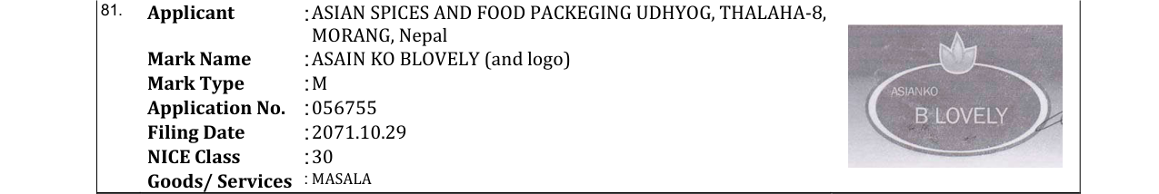Original bulletin entry for ASAIN KO BLOVELY (and logo)