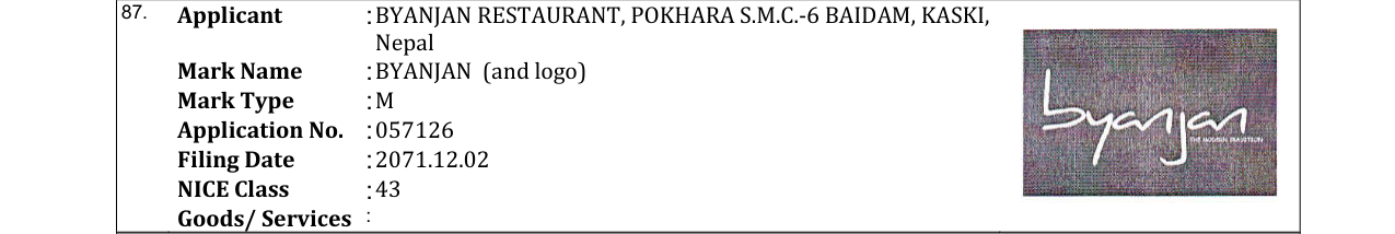 Original bulletin entry for BYANJAN (and logo)