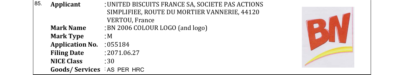 Original bulletin entry for BN 2006 COLOUR LOGO (and logo)
