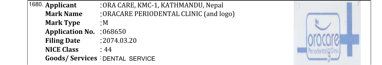 Original bulletin entry for ORA CARE