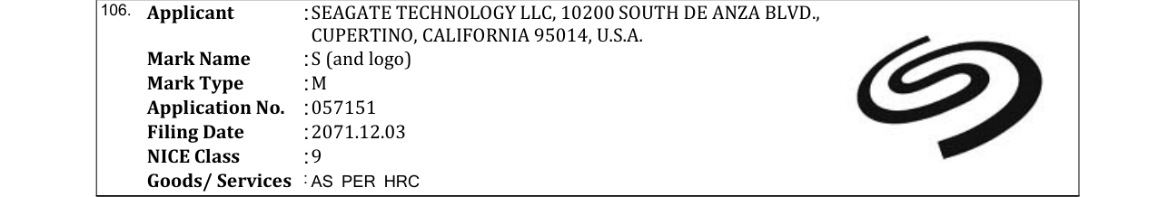 Original bulletin entry for S (and logo)