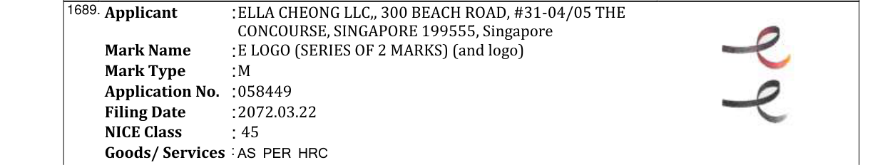 Original bulletin entry for ELLA CHEONG (and logo)