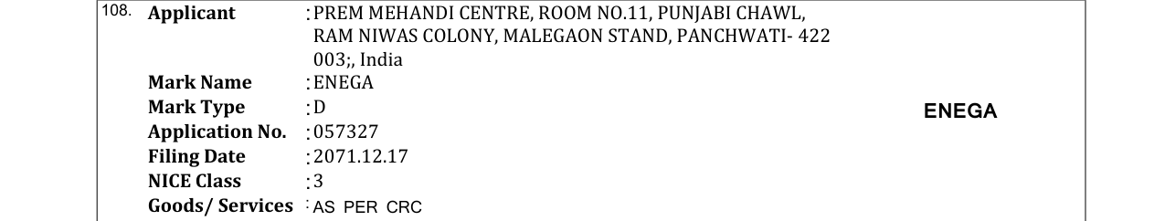 Original bulletin entry for ENEGA