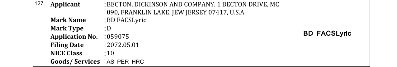 Original bulletin entry for BD FACSLyric