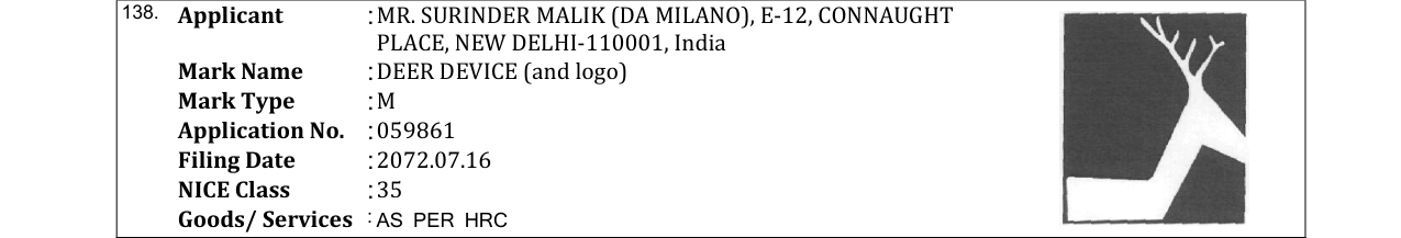 Original bulletin entry for DEER DEVICE (and logo)
