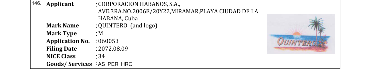 Original bulletin entry for QUINTERO (and logo)
