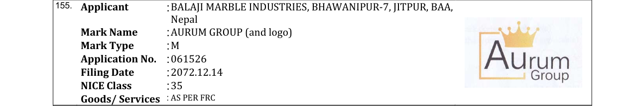 Original bulletin entry for AURUM GROUP (and logo)