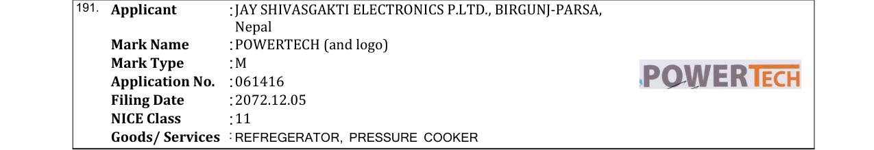 Original bulletin entry for POWERTECH (and logo)